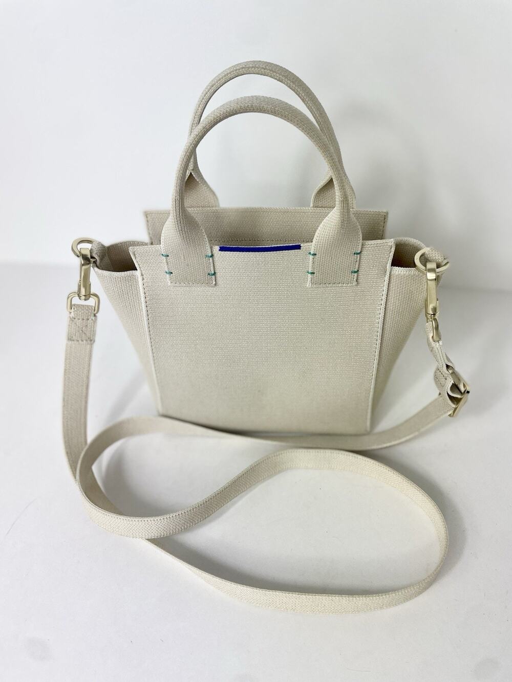 Rothy's The Mini Handbag Light Beige Recycled Crossbody Bag, Zip Closure, Strap